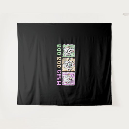 Preppy Boo Crew Nurse Halloween Kostuum Vrouwen Ma Wandkleed (Voorkant (horizontaal))