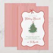 Preppy Boog Holiday Brunch Feest Uitnodiging (Voorkant / Achterkant)