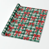 Preppy Boog Plaid Kerstmis Cadeaupapier (Uitgerold)