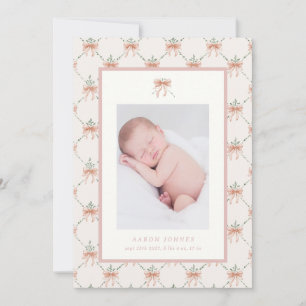 Preppy Boog Trellis Schattige Geboorteaankondiging Kaart