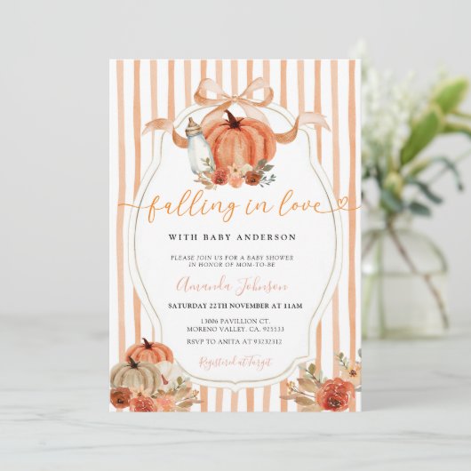 Preppy Boogpompoen Verliefd Worden Baby Shower Kaart (Staand voorkant)