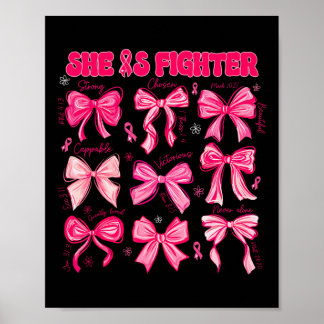 Preppy Borstkanker Ze is een vechter roze boog Chr Poster