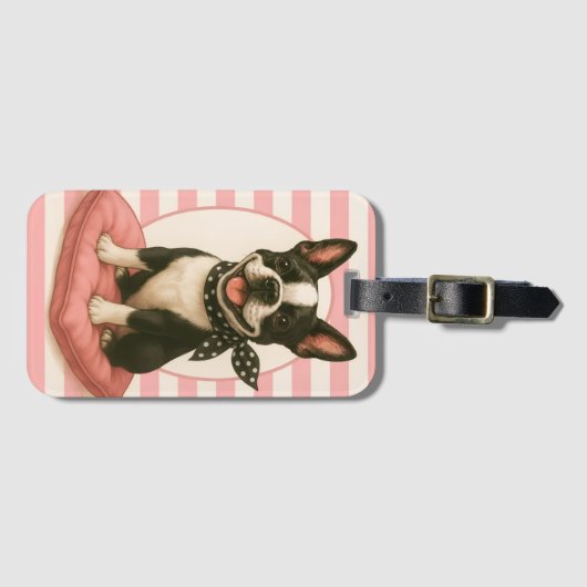 Preppy Boston Terrier Bagagelabel (Voorkant (horizontaal))