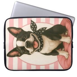 Preppy Boston Terrier Laptop Sleeve