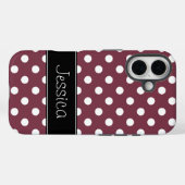 Preppy Bourgondië en witte stippen gepersonaliseer Case-Mate iPhone Case (Achterkant (horizontaal))