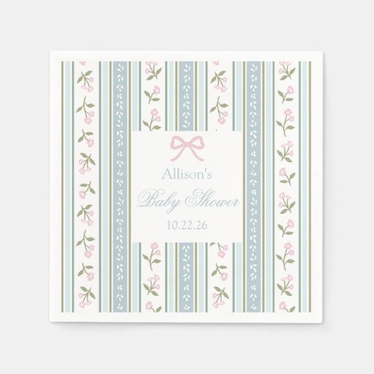 Preppy Bow Baby shower servetten | Floral (Voorkant)
