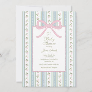 Preppy Bow Baby shower Uitnodiging Floral