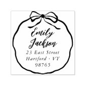 Preppy Bow Coquette Calligrafie Retouradres Zelfinktende Stempel (Design)