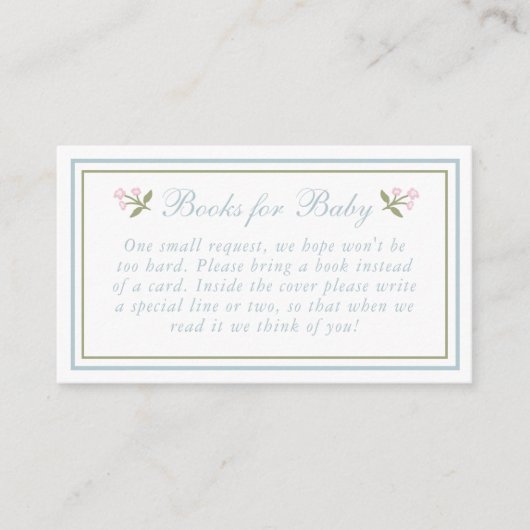 Preppy Bow Floral Diaper Raffle Enclosure Card Informatiekaartje (Voorkant)