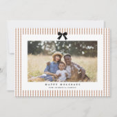 Preppy Bow Gingerbread Stripe Foto Feestdagenkaart (Voorkant)