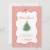 Preppy Bow Holiday Brunch Party Invite Kaart (Voorkant)
