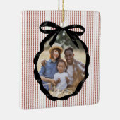 Preppy Bow Lijst Crimson Foto Keramisch Ornament (Rechts)