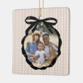 Preppy Bow Lijst Gingerbread Foto Keramisch Ornament (Links)