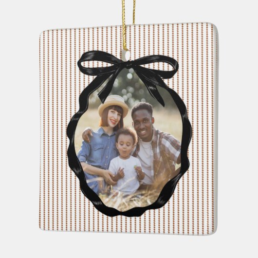 Preppy Bow Lijst Gingerbread Foto Keramisch Ornament (Links)