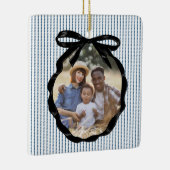 Preppy Bow Lijst Indigo Foto Keramisch Ornament (Rechts)