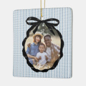 Preppy Bow Lijst Indigo Foto Keramisch Ornament (Links)