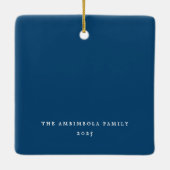 Preppy Bow Lijst Indigo Foto Keramisch Ornament (Achterkant)