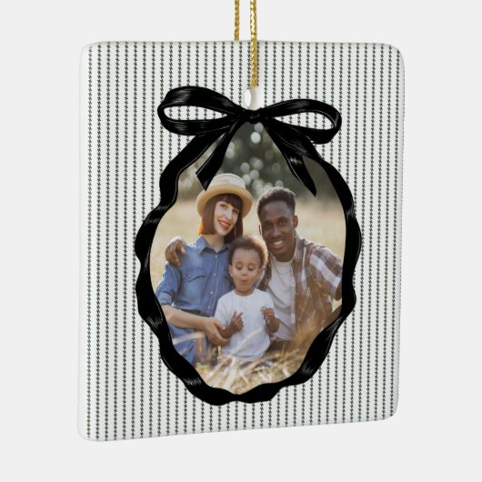 Preppy Bow Lijst Pine Foto Keramisch Ornament (Rechts)