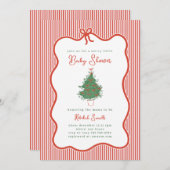 Preppy Bow Merry Little Baby Shower Invite Kaart (Voorkant / Achterkant)