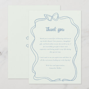 Preppy Bow Mint Groen Blauw Vrijgezellenfeest Bedankkaart