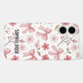 Preppy Bow Pattern Gepersonaliseerde naam iPhone C Case-Mate iPhone Case (Achterkant (horizontaal))