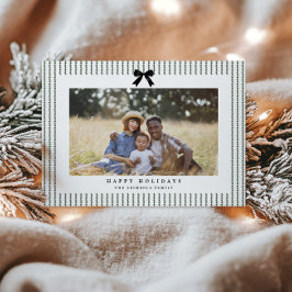 Preppy Bow Pine Stripe Foto Feestdagenkaart