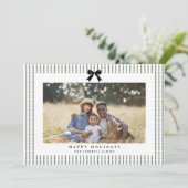 Preppy Bow Pine Stripe Foto Feestdagenkaart (Staand voorkant)