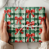 Preppy Bow Plaid Christmas Cadeaupapier