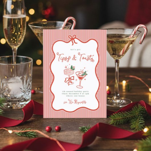 Preppy Bow Tipsy & Toasty Uitnodiging voor Feestel
