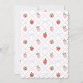 Preppy Bows & Aardbeien Berry Eerste Verjaardag Kaart (Achterkant)