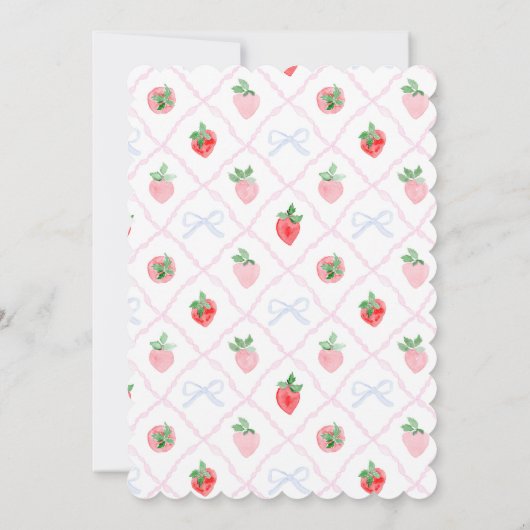 Preppy Bows & Aardbeien Berry Eerste Verjaardag Kaart (Achterkant)
