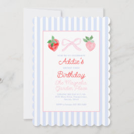 Preppy Bows & Aardbeien Berry Eerste Verjaardag Kaart