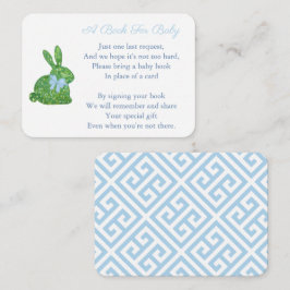 Preppy Boxwood Bunny Books for Baby Boy Shower Informatiekaartje