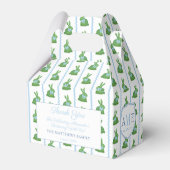 Preppy Boxwood Bunny Ric Rac Boy Christening Party Bedankdoosjes (Voorkant Zijde)