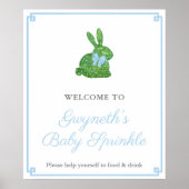 Preppy Boxwood Rabbit Boy Baby Sprinkle Welkom Poster (Voorkant)