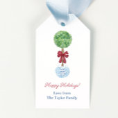 Preppy Boxwood Red Green Blue Prettige feestdagen Cadeaulabel