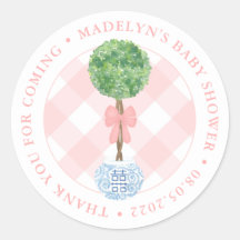 Preppy Boxwood Roze Bow Meisje Baby shower Dank u