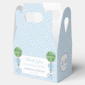 Preppy Boxwood Topiary Monogram Blue Green Wedding Bedankdoosjes (Geopend)