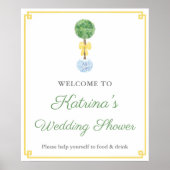 Preppy Boxwood Yellow Green Wedding Shower Welkom Poster (Voorkant)