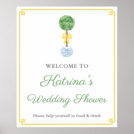 Preppy Boxwood Yellow Green Wedding Shower Welkom Poster
