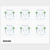 Preppy Boy Baby shower Monogram Dank je wel Vierkante Sticker (Vel)