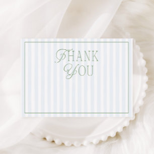 Preppy Boy Blauwe en Groene Streep Baby Shower Bedankkaart