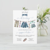 Preppy Boy waslijn Baby shower Kaart (Staand voorkant)