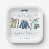 Preppy Boy waslijn Baby shower Papieren Bordje (Voorkant)