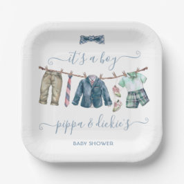 Preppy Boy waslijn Baby shower Papieren Bordje