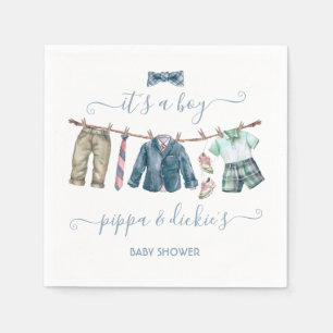 Preppy boy waslijn Baby shower Servet