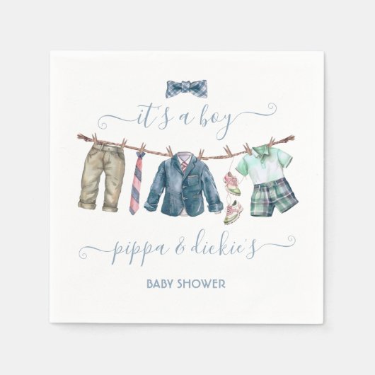Preppy boy waslijn Baby shower Servet (Voorkant)