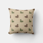 Preppy Boys Eend & Gingham Bruine legergroene Khak Kussen (Voorkant)