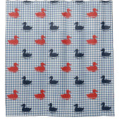 Preppy Boys Eend & Gingham Marine Rood Rook Blauw Douchegordijn (Voorkant)