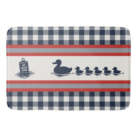 Preppy Boys Eend & Gingham - Navy Rood Badmat (Voorkant)